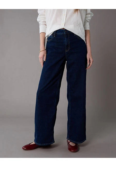 jeans AE Dreamy Drape Stretch Super High-Waisted Baggy Wide-Leg Jean American Eagle Outfitters $34.96