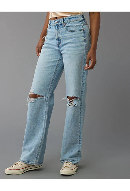 jeans AE Strigid Ripped High-Waisted Stovepipe Jeans American Eagle Outfitters $48.96