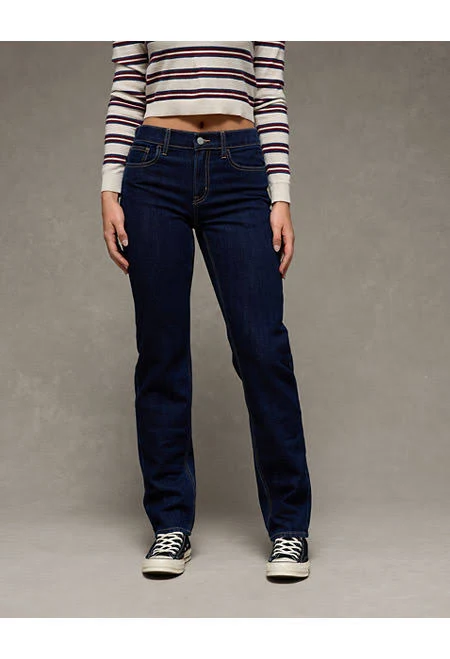 jeans AE Women's High-Waisted Straight Stretch Jeans American Eagle Outfitters $34.96