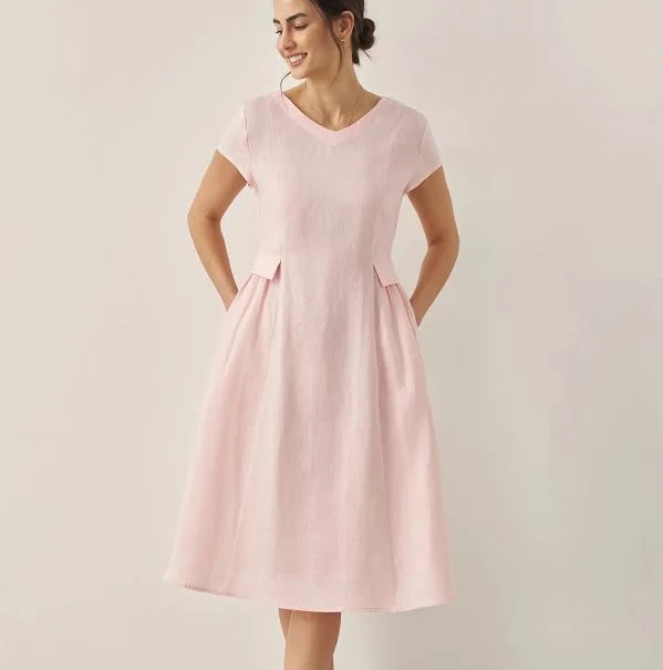 dress Alexa Linen V-Neck Dress Linticoshop $119.9