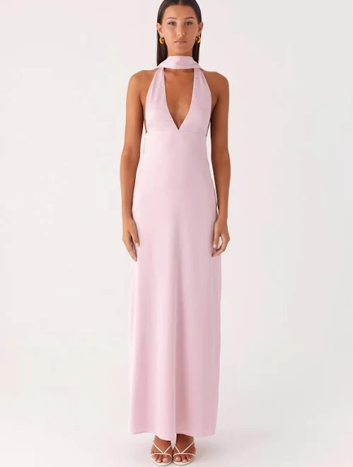 dress Alicia Satin Halter Maxi Dress Peppermayo - US $98