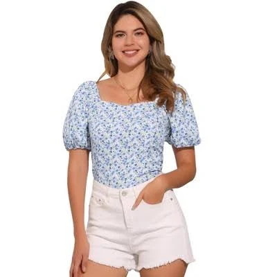 top Allegra K Women's Puff Sleeve Square Neck Peasant Floral Blouse Target $30.99