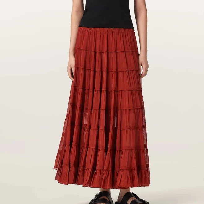 skirt Allsaints Women's Eva Tiered Midi Skirt ALLSAINTS $188