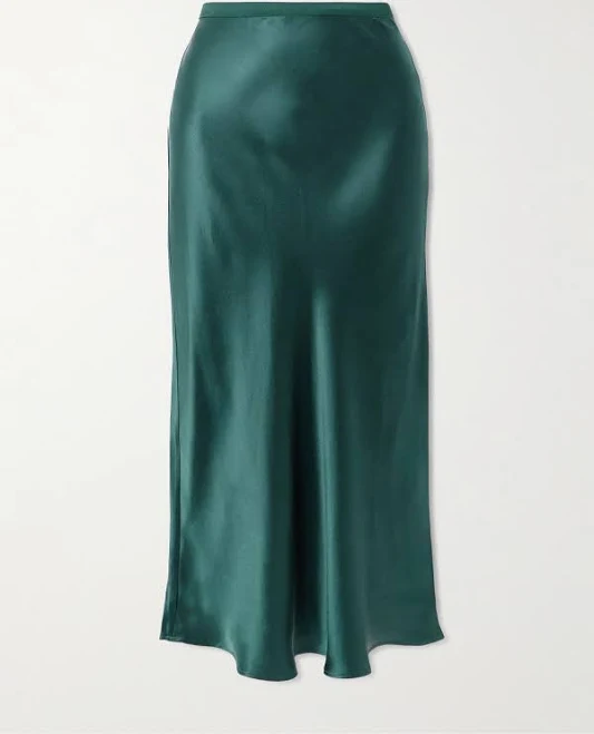 bottom Anine Bing Bar Silk-satin Midi Skirt - Women - Emerald Skirts - XL NET-A-PORTER $210
