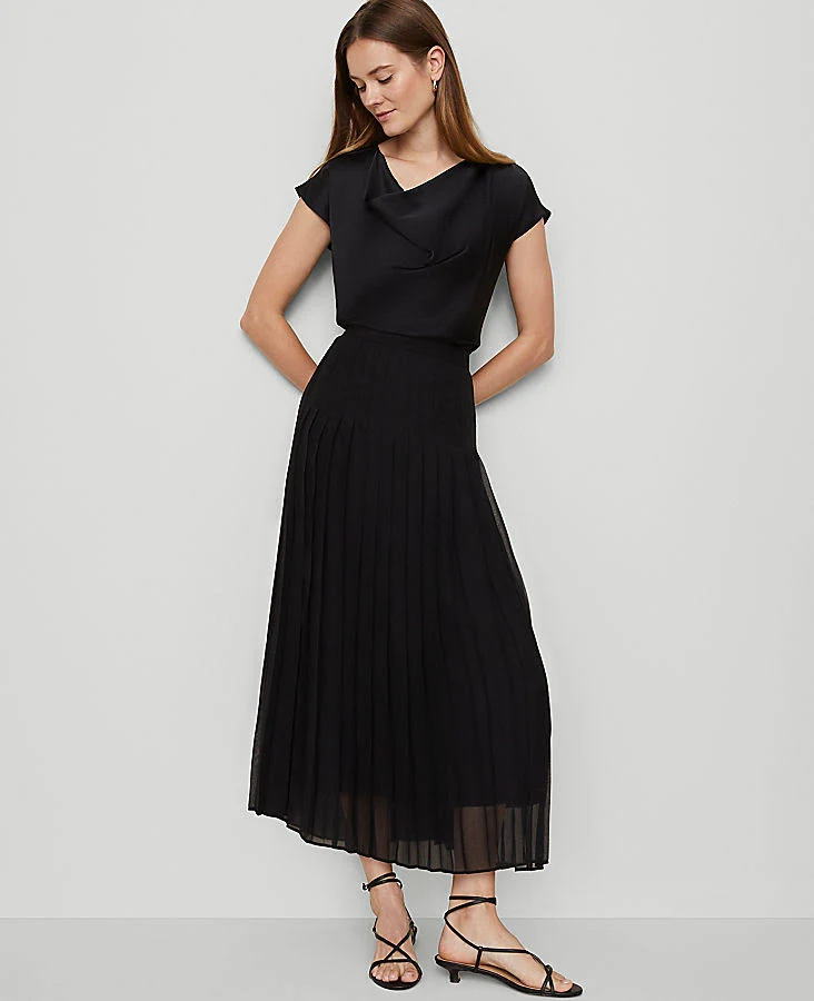 maxi skirt Ann Taylor Women's Pleated Chiffon Maxi Skirt Ann Taylor $54