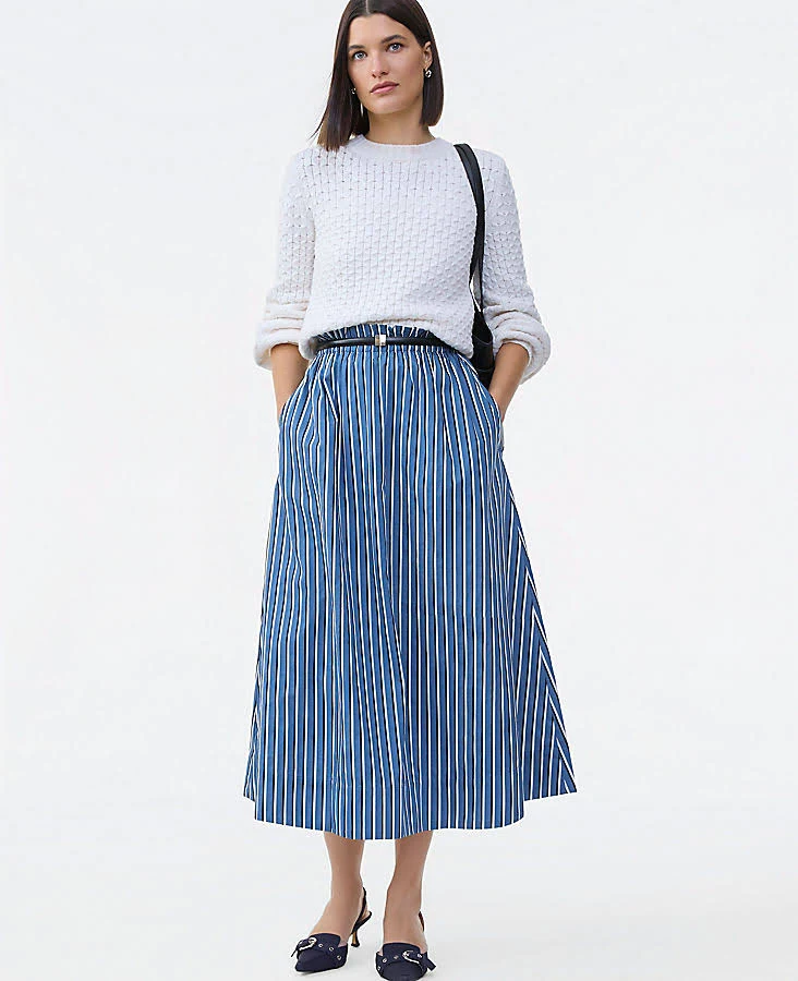 maxi skirt Ann Taylor Women's Striped Cold Plunge Maxi Skirt Ann Taylor $169