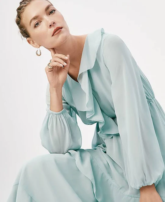 maxi dress Ann Taylor Women's V-Neck Ruffle Maxi Dress Ann Taylor $51.95
