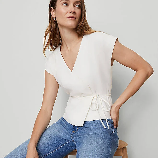 top Ann Taylor Women's Wrap Tie Waist Blouse Ann Taylor $35.69