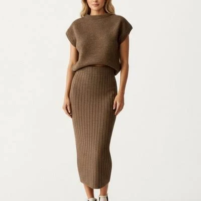 two piece set Anna-Kaci Women's Ribbed Knit Sleeveless Top and High Waist Midi Skirt Target $49.2