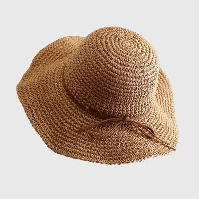 accessory Anna-Kaci Women's Wide Brim Straw Sun Hat with Leather Tie Target $15.99