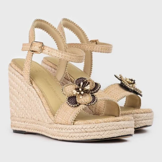 shoes Anne Fontaine Natural Jute Espadrille Wedge Sandals for Woman Anne Fontaine $650