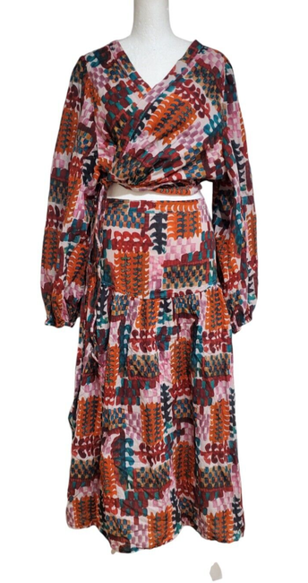matching set Anthropologie Abstract Skirt & Wrap Crop Top Set Size 20 eBay $45