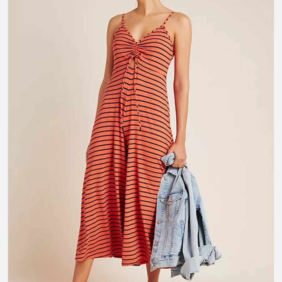 jumpsuit Anthropologie Pants & Jumpsuits | Anthropologie Lissa Wide Leg Striped Jumpsuit Orange Navy | Color: Blue/Orange | Size: S | Xochis_Closet's Closet Poshmark $65