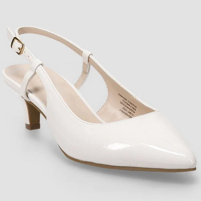 shoes Apt. 9 Keerah Women's Slingback Kitten Heels, White Patent Kohl's $29.99