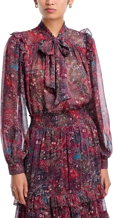 top AQUA Women's Paisley Boho Blouse Bloomingdale's $46.8