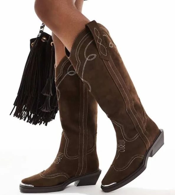 shoes ASOS Celeste Flat Western Knee Boots ASOS $94.99