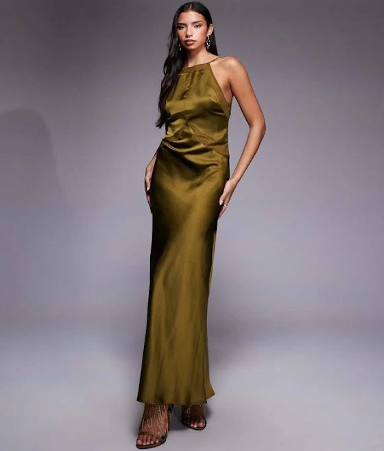 dress ASOS DESIGN Satin Chiffon Square High Neck Maxi Dress ASOS $79.99