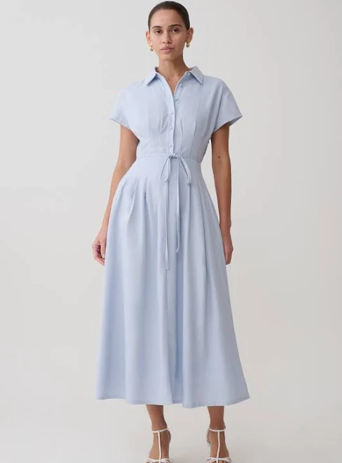 linen outfit Aysha Buttoned Linen Midi Dress meshki.us $185