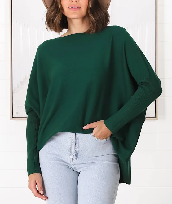 top Belinda Knit Boat Neckline Batwing Top Salty Crush $69.95
