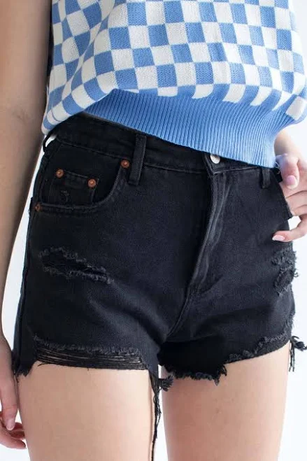 shorts Black High Waisted Distressed Denim Shorts 2 Ragstock $23.09