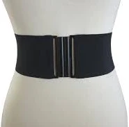 accessory Black Wide Stretch elastic belt, black metal clasp Etsy $14.45