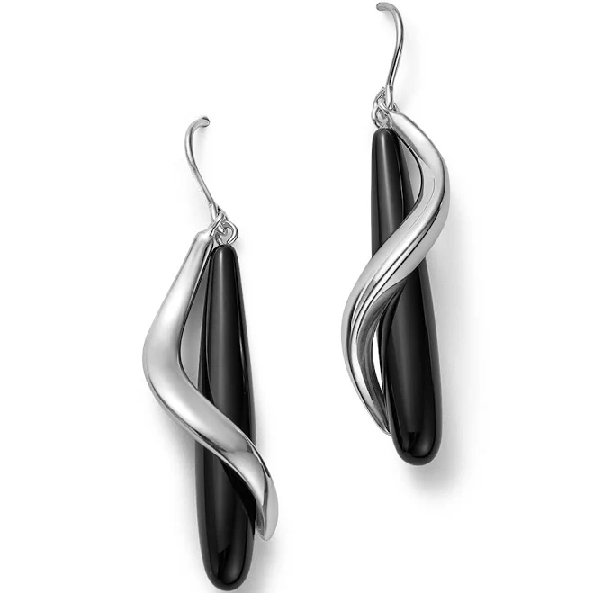 accessory Bloomingdale's Sterling Silver Onyx Spiral Drop Earrings Bloomingdale's $225