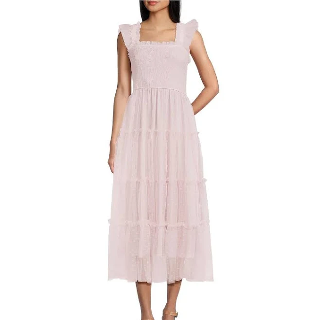 dress Blu Pepper Lace Square Neck Sleeveless Tiered Midi Dress Dillard's $59