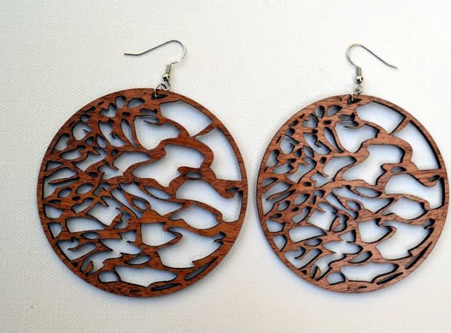 accessory Boho Chic African Mahogany Wood Earrings Etsy - Seller $14.99