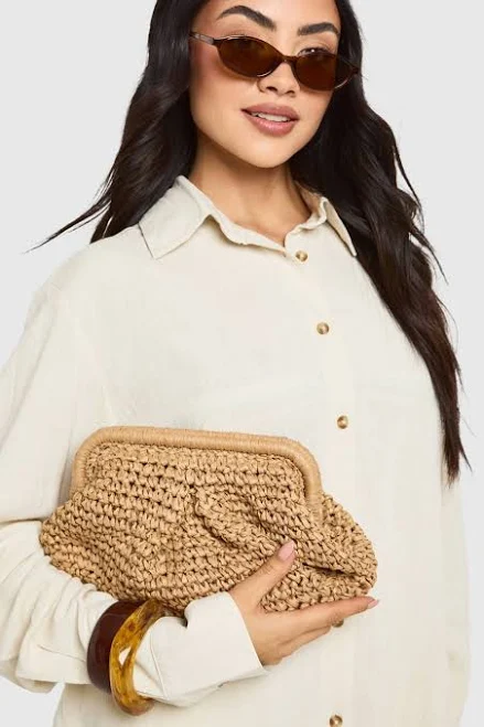 bag Boohoo Women's Raffia Slouchy Clutch Bag boohoo USA $22.4