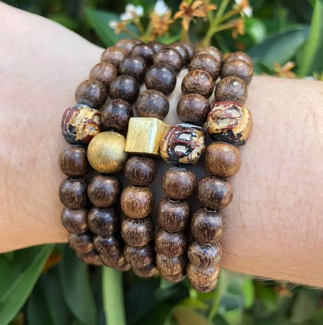 accessory Brushed Wood Bead Bracelet Etsy - Seller $54