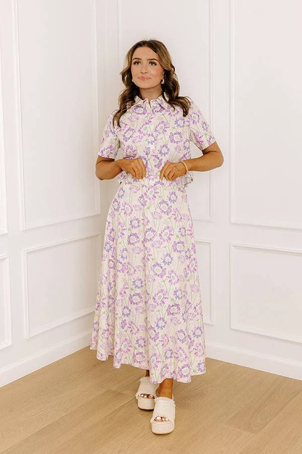 maxi skirt Butterfly Garden High Waist Floral Midi Skirt Impressions Boutique $59