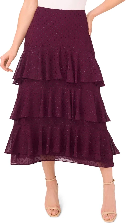 skirt CeCe Women's Tiered Ruffle Flounce Midi Skirt Macy's $32.63