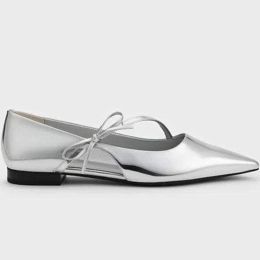shoes Charles & Keith Pointed-Toe Bow-Strap Flats charleskeith.com $58.4