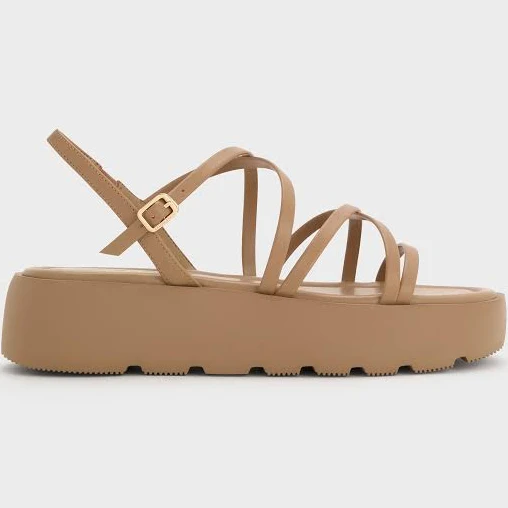 shoes Charles & Keith Strappy Ridged-Sole Flatform Sandals charleskeith.com $79