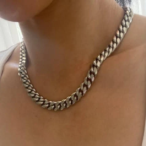 accessory Chunky Silver Cuban Link Chain Necklace Etsy - Seller $29.6