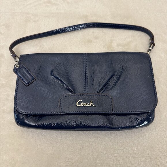 bag COACH Ashley Wristlet Clutch Bag Cobalt Blue Patent Leather Organizer Purse- Poshmark $29