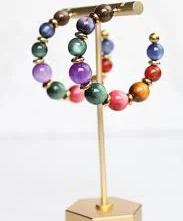 accessory Colorful Beaded Hoop Earrings | Handmade Statement Hoops | Lightweight Bead Jewelry | Fun Everyday Earrings SareStudio $24