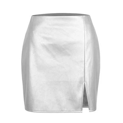 skirt Coolmee Women's High Waist Metallic PU Leather Bodycon Mini Skirt Target $30.99