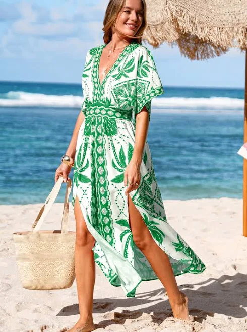 maxi dress Cupshe Women's Sahara Soul Ornate Leaf Print Maxi Dress Cupshe.com $28.9