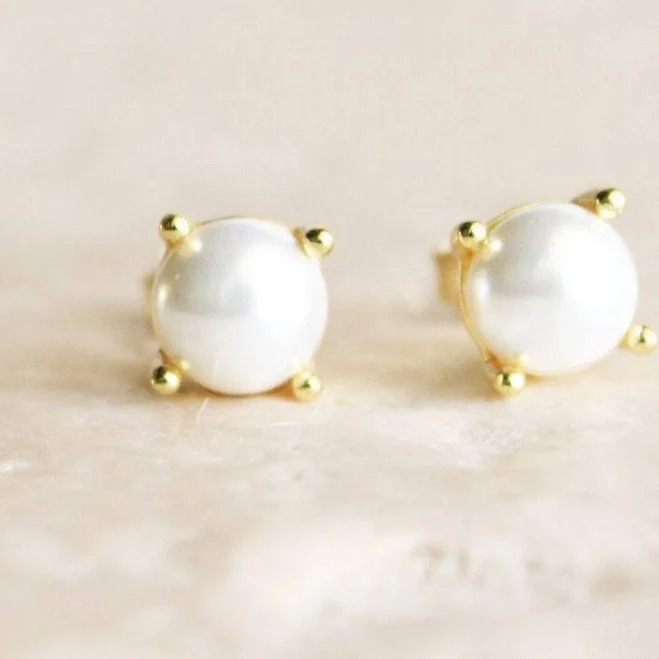accessory Dainty Pearl Prong Stud Etsy - Seller $26.32