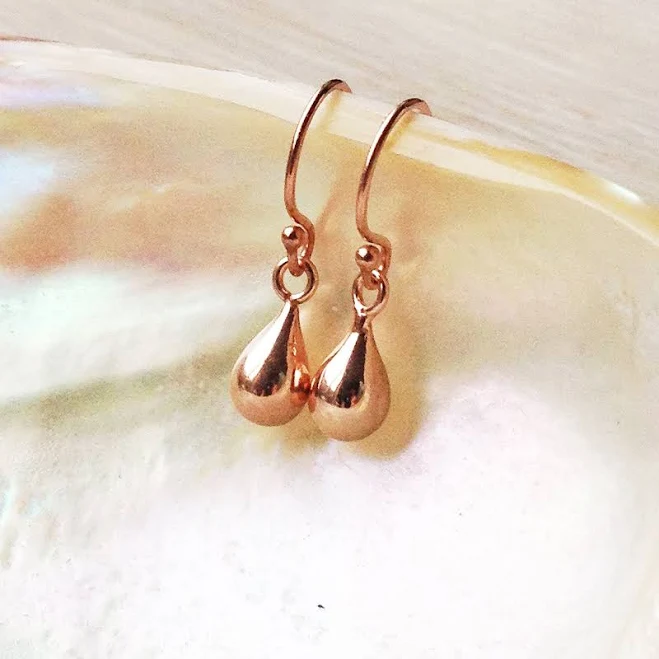 accessory Dainty Rose Gold Teardrop Earrings Etsy - Seller $47.94