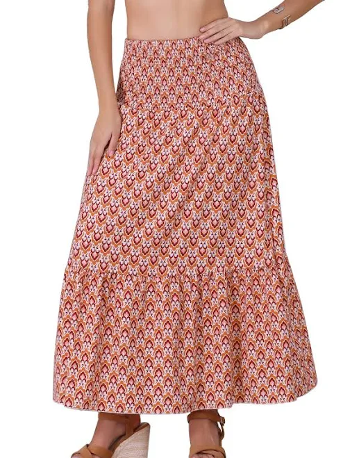 skirt Daring Diva Women's Smocked Waist Flowy Maxi Skirt Walmart $27.89