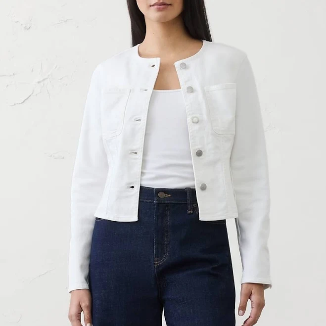 outerwear Denim Tailored Cropped Jacket Banana Republic Factory $75