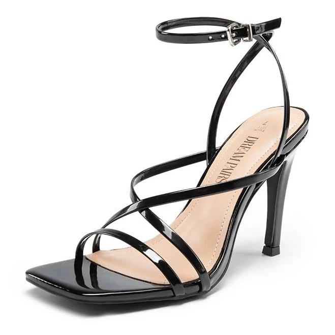 shoes Dream Pairs Square Toe Strappy Stiletto Heel Sandals Dream Pairs $43.99