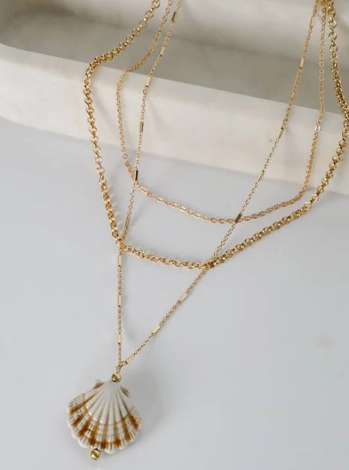 accessory DressUp Gold Layered Seashell Charm Necklace Dress Up $18