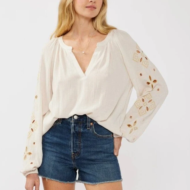 top Driftwood Embroidered Blouse Lovestitch $62