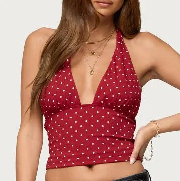 crop top Edikted Women's Blaire Polka Dot Halter Top PacSun $35.2