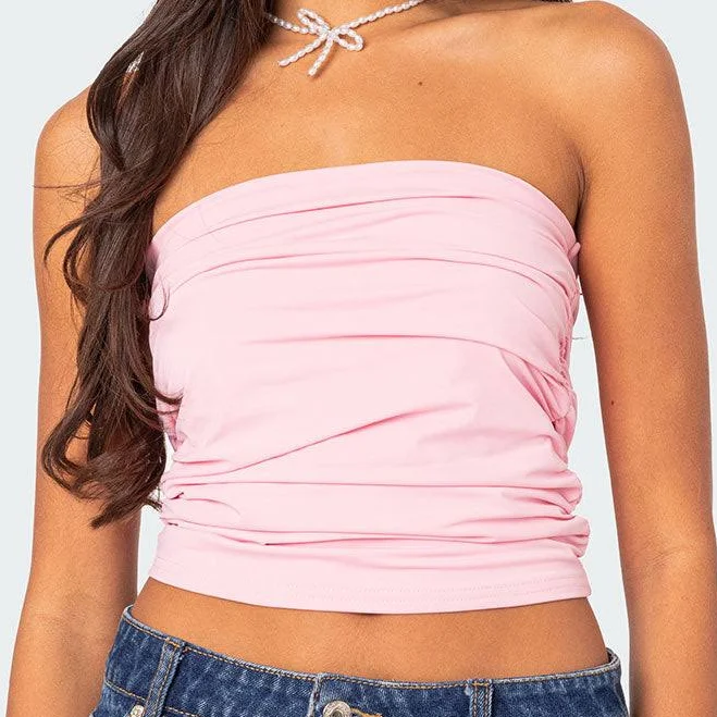 tube top Edikted Women's Isabella Ruched Strapless Tube Top edikted $16.8