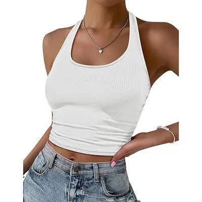 crop top Ekouaer Women's Halter Top Backless Camisole Target $15.99