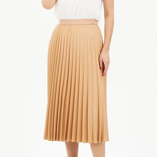 skirt Elastic Waist Pleated Plisse Midi Skirt G-line $99.9